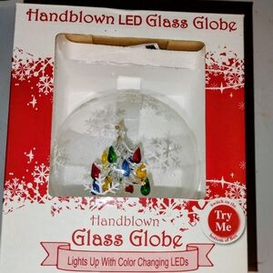 Handblown Glass Globe w Color Changing LED Christmas Tree
